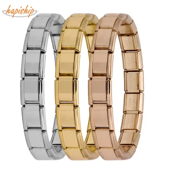Hapiship 2018 Women’s Jewelry 9mm Width Itanlian Elastic Charm Bracelet Fashion Stainless Steel Bangle ST-