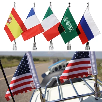 

For Harley Sportster XL883 XL1200 FLHT Motorcycle Rear Side Mount Luggage Rack Vertical National Flag Pole US Spain Russia Flag