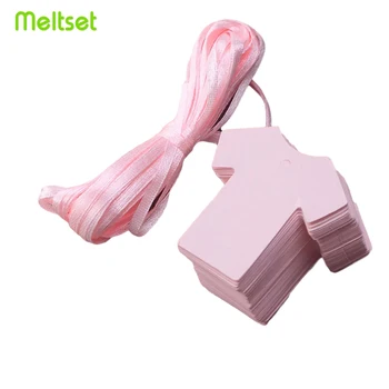 

100pcs Gift Tag Blank Paper Hang Tags With 10m Ribbon T-shirt Shape DIY Labels For Baby Shower Party Favor Decoration