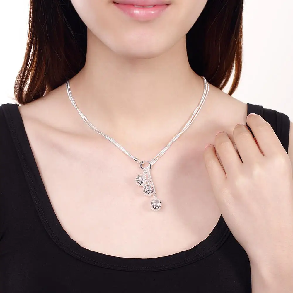 Trendy 925 Sterling Silver Cute Ball Pendant Necklace Clavicle Necklace Female Charm Fine jewelry For Women Birthday Present