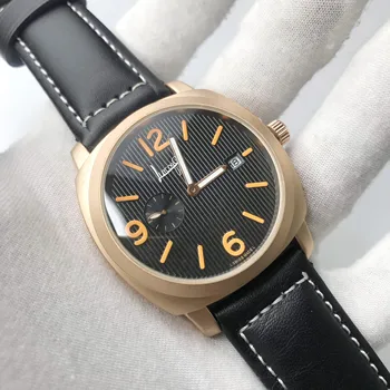 

Rose gold luxury watch Men quartz Luminous needles leather strap A quality