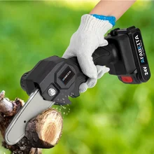 Mini scie à chaîne électrique sans fil, 4/6 pouces, 24V, pour arbre à fruits, outils de jardinage, menuiserie, avec piles, coupe-bois à main