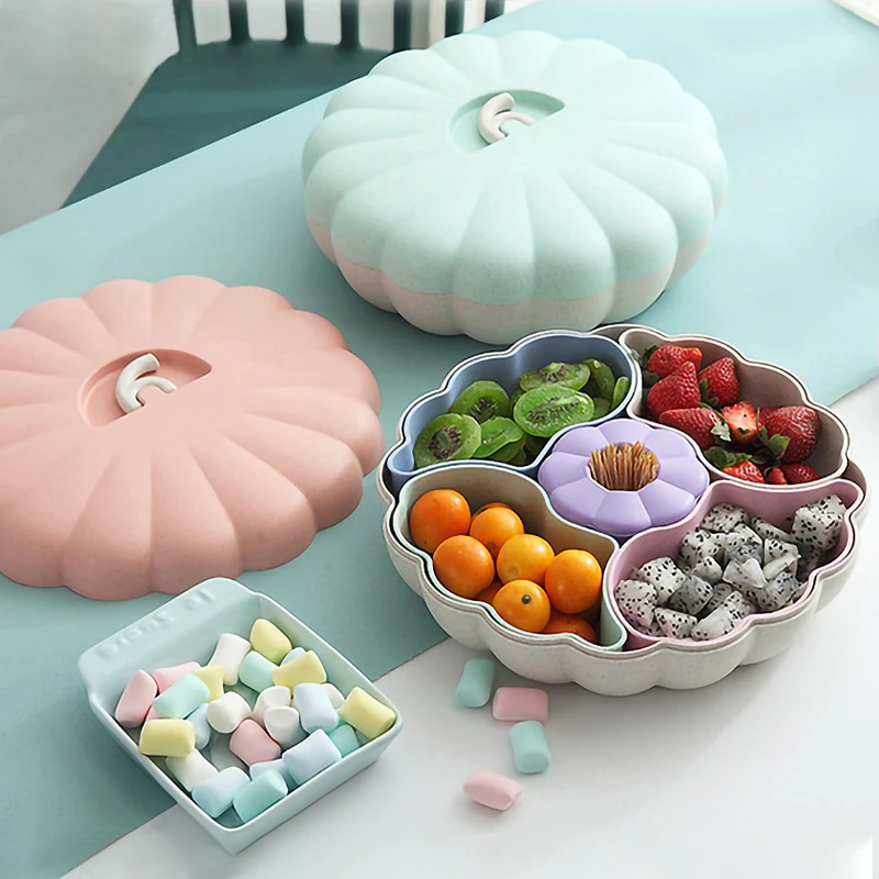 

Divided snacks creative pumpkin candy box household multifunctional Chinese New Year moisture-proof dried fruit tray LX101101
