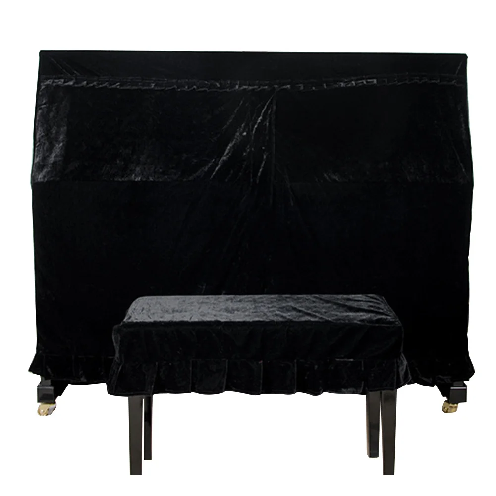 black Piano cover Ручная стирка для дома Прочный чехол для пианино защитный против царапин красивый мягкий бархат с крышкой украшен пыленепроницаемый практичный - Цвет: black Piano cover