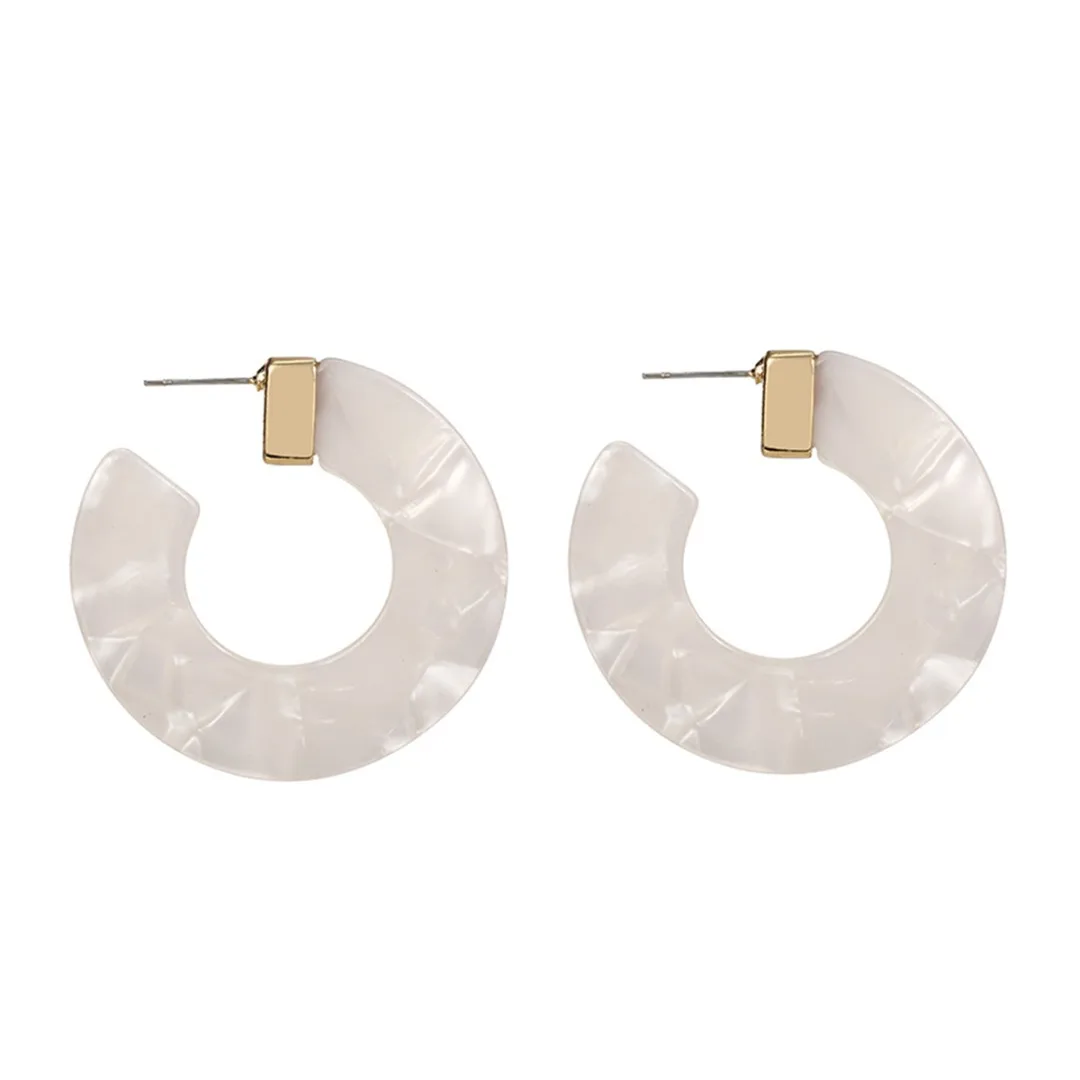 Bohemian Charm Earrings Acrylic Resin Tortoise Shell Color Hoop Earrings For Women Statement Geometric Big Earring Jewelry Gift