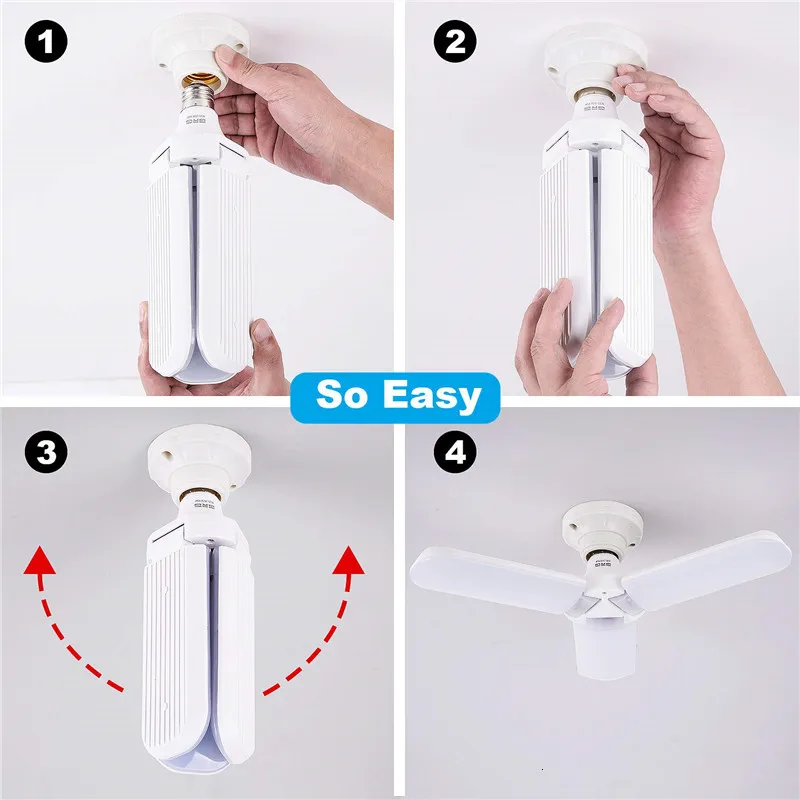 10pcs 45w 60w E27 LED Folding Garage Light Led Light Bulb Three-leaf Bulb Lamp Wide Pressure High-brightness Constant Current