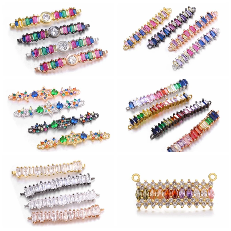 

Cubic Zirconia Jewellery Making Supplies Rainbow Colour Crystal Long Bar Connectors For Handmade Diy Jewelry Making Components