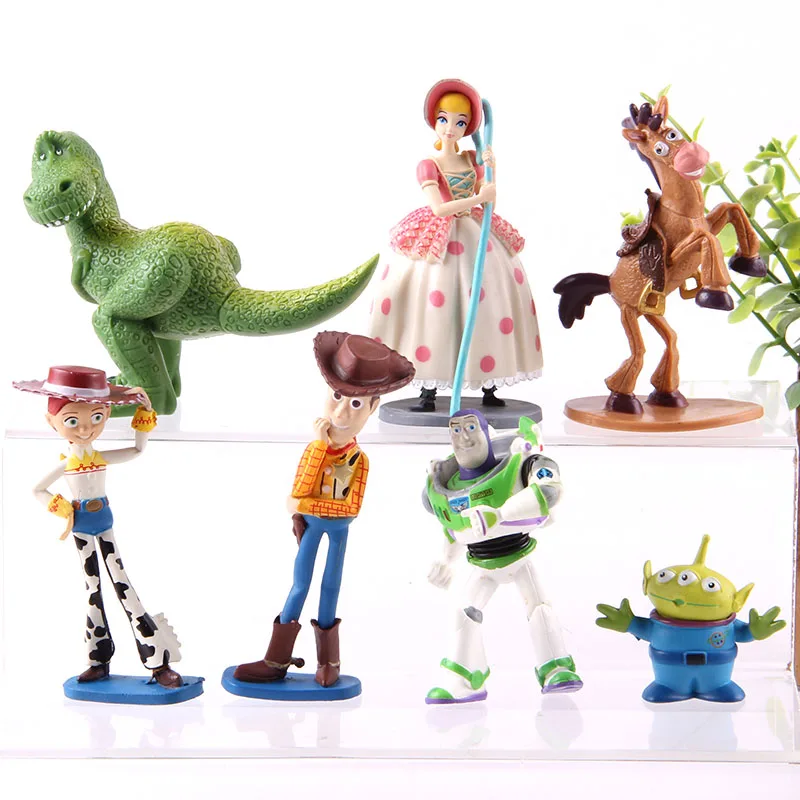 Toy Story 4 Woody Jessie Bulleye Rex Bo Peep Alien Buzz Lightyear Toy Story Action Figure PVC Collectible Model Toys 7pcs/set