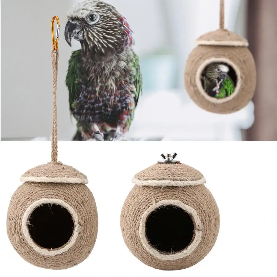 

Hemp Rope Bird Nest Birdhouse For Parrot Hamster Small Animal's Cage Birds Breeding Nest Bird House Home Hanging Decor Ornaments