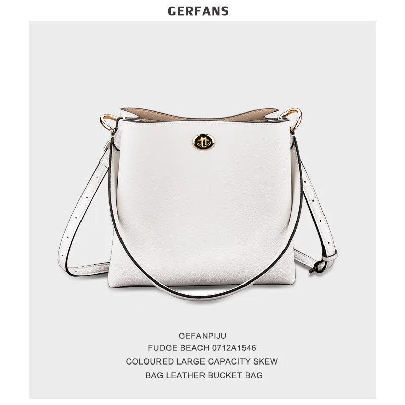 

2019 Bucket Package Woman Single Shoulder Messenger Portable Concise Will Capacity Cowhide Barrel New Design Fashion For Women