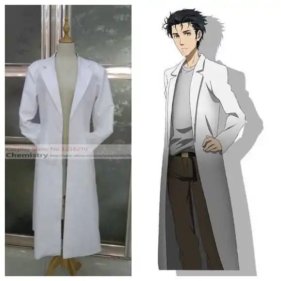 Steins Gate Okabe Rintarou Cosplay Costume Coat Long Jacket White Coat Okabe Rintarou Steins Gatecosplay Costume Aliexpress