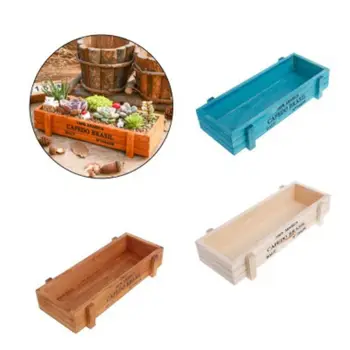 

Garden Plant Decorative Pot Vintage Succulent Wooden Boxes Plant Container Rectangular Table Flower Pot Gardening Device
