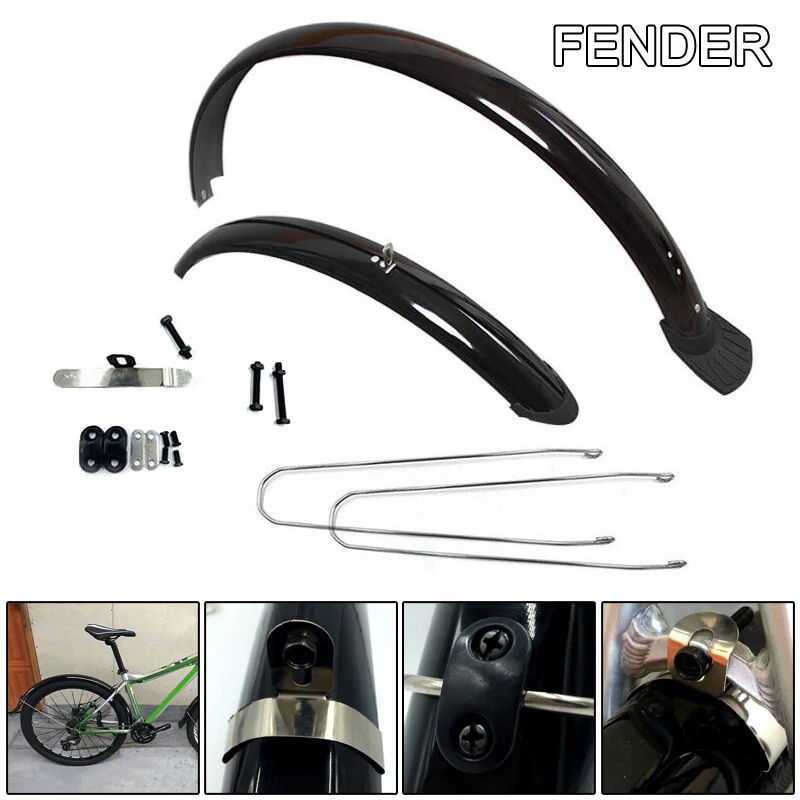 

NEW 2pcs Fenders Full Length Plastic MTB/Folding Bike Mudguard Set High Strength Fenders