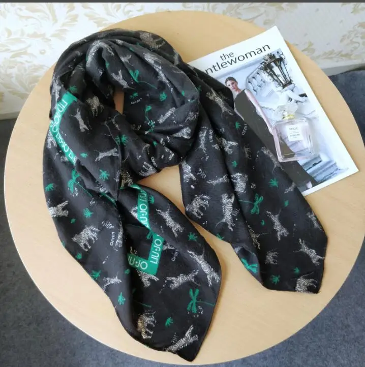 Итальянский модный Бренд liu. jo женские шарфы, летние модные шарфы высокого качества - Цвет: Черный зеленый