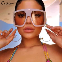 2021 najnowszy projekt duże oprawki ponadgabarytowych okulary kobiety luksusowej marki duże płasko zakończony Trendy kwadratowe odcienie gradientowe tanie tanio Ceilim CN (pochodzenie) WOMEN Z poliwęglanu SQUARE Adult Z tworzywa sztucznego NONE UV400 65mm oversized sunglasses 70mm