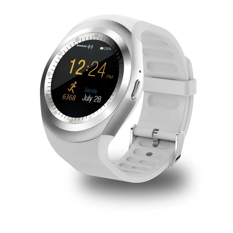 Bluetooth Смарт часы Bluetooth Android Smartwatch Многофункциональный телефонный звонок GSM Sim шагомер 16 Страна Язык ПЗУ RAM 32M - Цвет: Белый