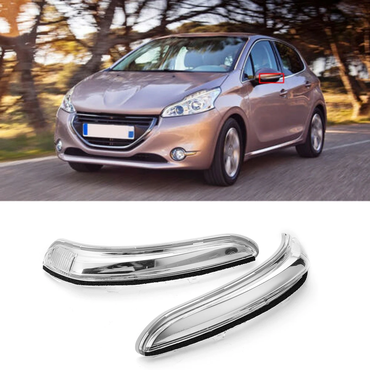 

Прозрачная лампа для зеркала заднего вида светильник Тель поворота для Peugeot 208, 2012, 2013, 2014, 2015, 2016, 2017, 1607512680, 1607512580, автомобильный Стайлинг