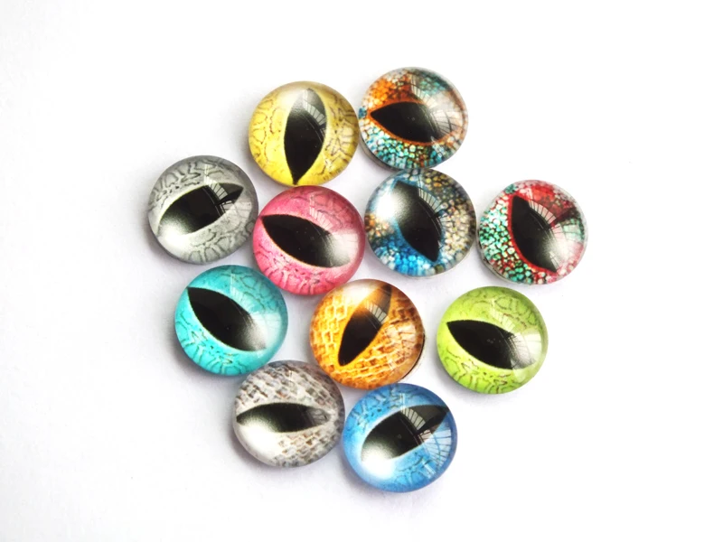 

New Fashion 10pcs 25mm Mixed Dinosaur Eyes The Devil Eye Handmade Cabochons Glass Cat eyes DIY