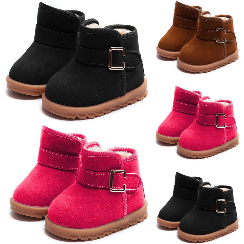 

Plus velvet Girls Snow Boots Hook Loop Kids Warm Boots For Girl 2-6 Ages Winter Kids Girls Shoes Non-slip Rubber sole D30