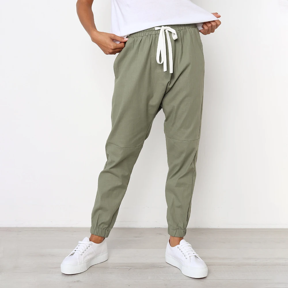 

Women Pants 2019 Fashion Female Sweatpants Loose Harem Trousers Gym Sport Jogging Casual Drawstring Cargo Pants Streetwear D30