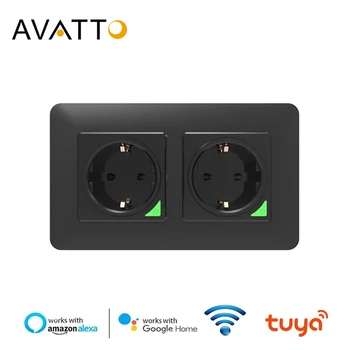 

AVATTO Wifi Double EU Standard Socket,Tuya Smart life APP Voice Remote Control 16A Wifi Power Plug Works With Google Home Alexa