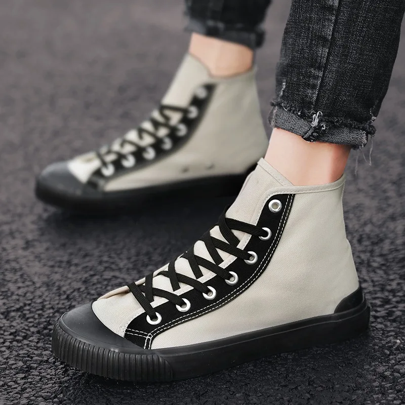 

2019 New Style Trend Korean-style Versatile Students Trendy Shoes Men High-top Board Shoe Summer Canvas Shoes Breathable Shoes M