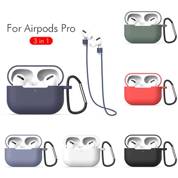 

3 in 1 Silicone Case For Apple Airpods Pro Cover Protective Earphone Case For Airpods Pro Lanyard Carabiner Protective Cases