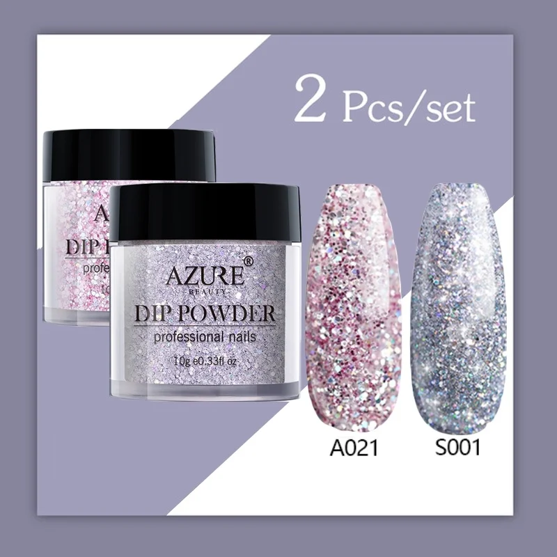 AZURE BEAUTY, 2 шт./лот, термо-пудра, набор для ногтей, градиентный блеск, цветной лак для ногтей, пудра, блестящая голографическая пудра для ногтей, набор - Цвет: 18