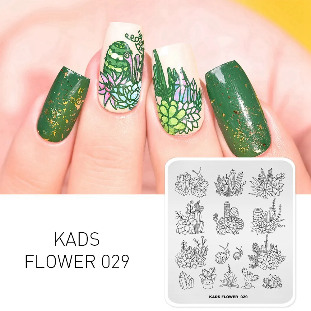 Flower 029 KADS пластины для штамповки ногтей 48 дизайнов цветок бабочка изображение дизайн ногтей штамп Шаблон трафарет для штамповки ногтей Маникюрный Инструмент - Цвет: Flower 029