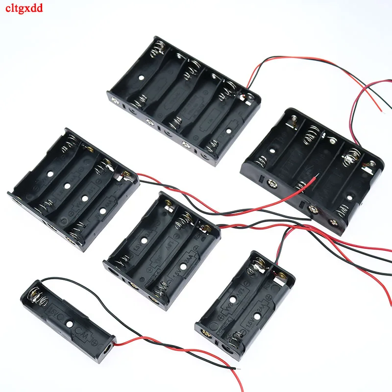 AA Battery Box Case Holder With Wire Leads Side By Side Battery Box Connecting Solder For 1.5V AA Batteries 1x 2x 3x 4x 5x 6x battery case battery storage case