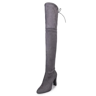 Women High Heel Boots Sexy Party Suede Leather Over the Knee Heels Stretch Flock Winter women high heel boots