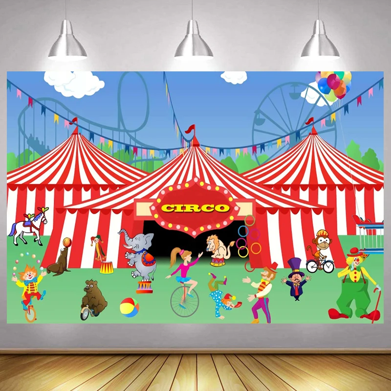 Circus Backdrop Baby Shower Tent Happy Birthday Party Decoration Dumbo  Carnival Photography Backgrounds Banner - Backgrounds - AliExpress