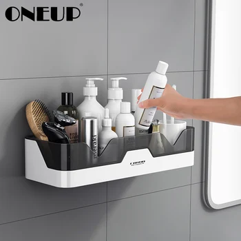 

ONEUP Drainable Storage Shelf Wall Mount Cosmetic Shower Shelf Organizer Bathroom Accessories Removable Storage Rack For Kitchen