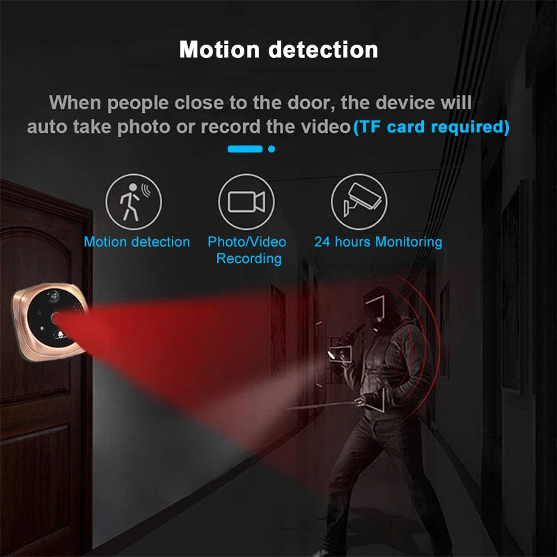 Peephole Camera Wifi 4.3 Inch Home visible Cat Eye Doorbell Smart Voice Phone Intercom Video Anti-T