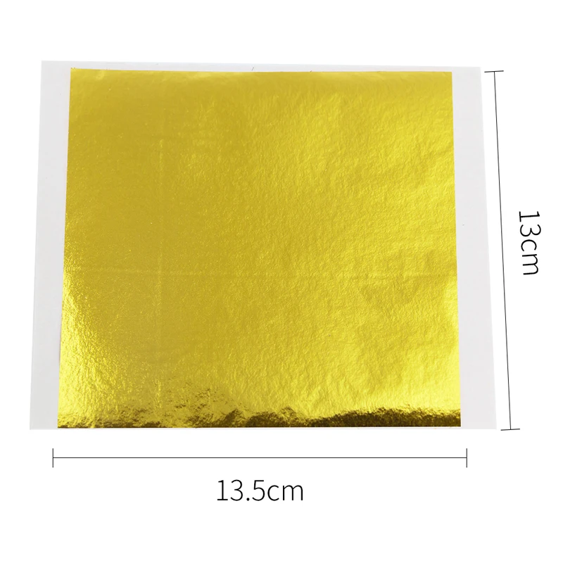 100 Pieces of Green and Gold Foil Leaf Sheets for Art, Crafts, Furniture Decoration, and Nail Art