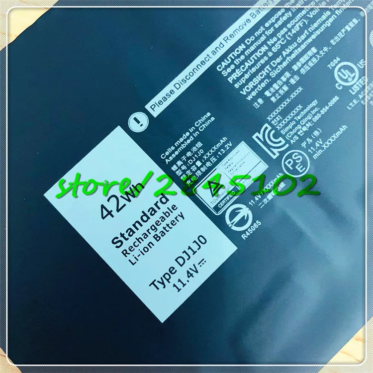 GYIYGY 11,4 V 42wh DJ1J0 Аккумулятор для ноутбука DELL широта 12 7000 7280 7480 планшет
