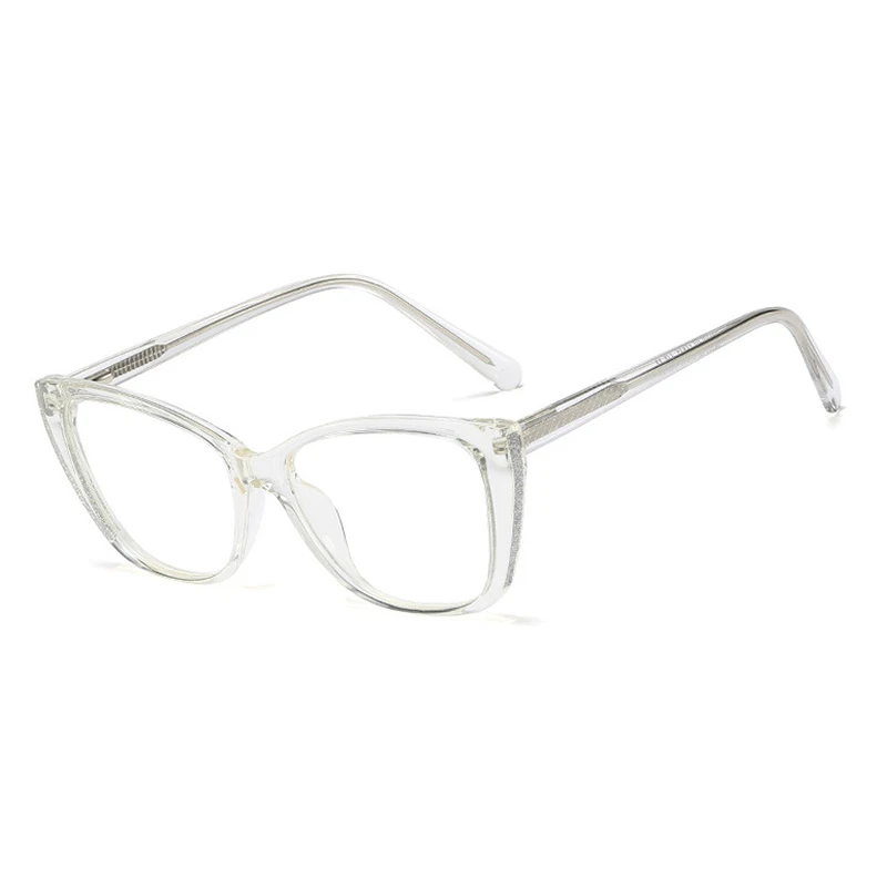 C6 Clear Clear Новые очки для женщин, модные очки кошачий глаз, оправа, блестящий гравий, стразы, оправа для близорукости, UV400 - Цвет оправы: C6 Clear Clear