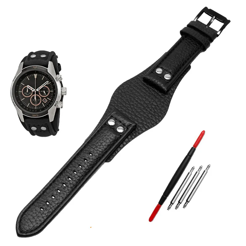 Premium Handmade Genuine Leather Watchband - 22mm Men's Bracelet Strap