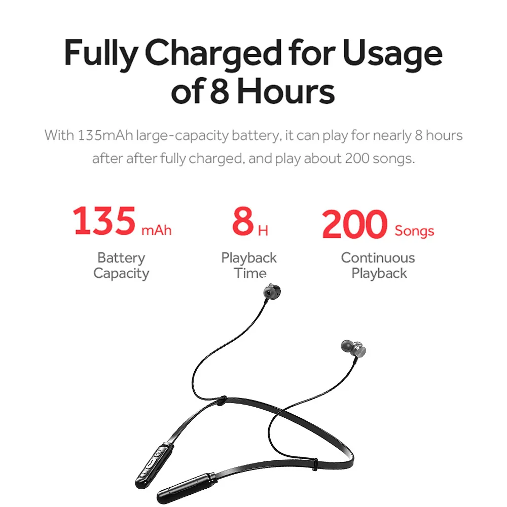 FMJ Q9 Bluetooth 5 0 Earphone 4D Sound Wireless Headset Neck hanging 135mAh large battery Magnetic Attraction for SmartPhone