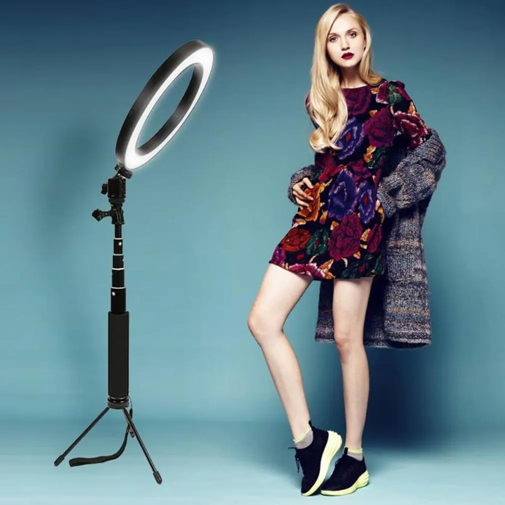 

8 inch Mini LED Ring Light Portable Circular Lamp 80LED Video Studio Light Lamp Ball Head Tripod Monopod Kit