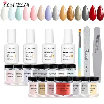 

COSCELIA Acrylic Nail Kit For Manicure Set Nail Art Decoration Powder Extension Carved Gel Nail Polish Set Top Base
