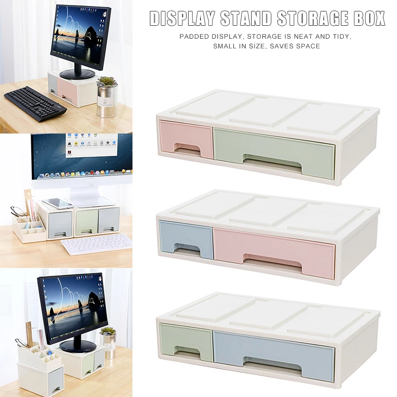 LCD Monitor Stand Holder Bracket with Office Drawer Storage Box Organizer for Desktop JHP-Best