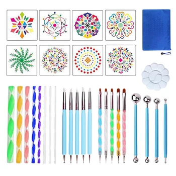 

32Pcs Mandala Dotting Tools Kit for Painting Rock Stone Pottery Rod Stencil