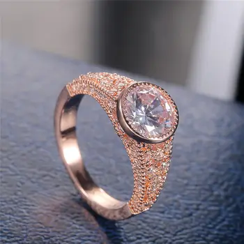 

New fashion women's rose gold Color Ring women's Wedding Engagement Party Ring jewelry size 6-10