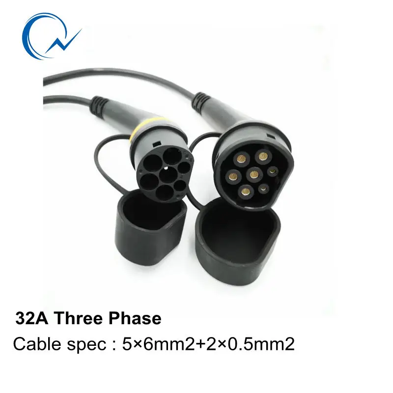 US $176.06 32a Three Phase Ev Cable Iec62196 Type 2 To Type 2 Iec 62196 2 Ev Charging Plug With 5 Meter Spiral Cable TuvUl Mennekes