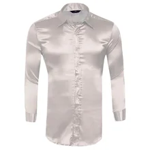 Мужские повседневные рубашки с длинным рукавом Формальные Свадебные шелковые атласные платья рубашки топы