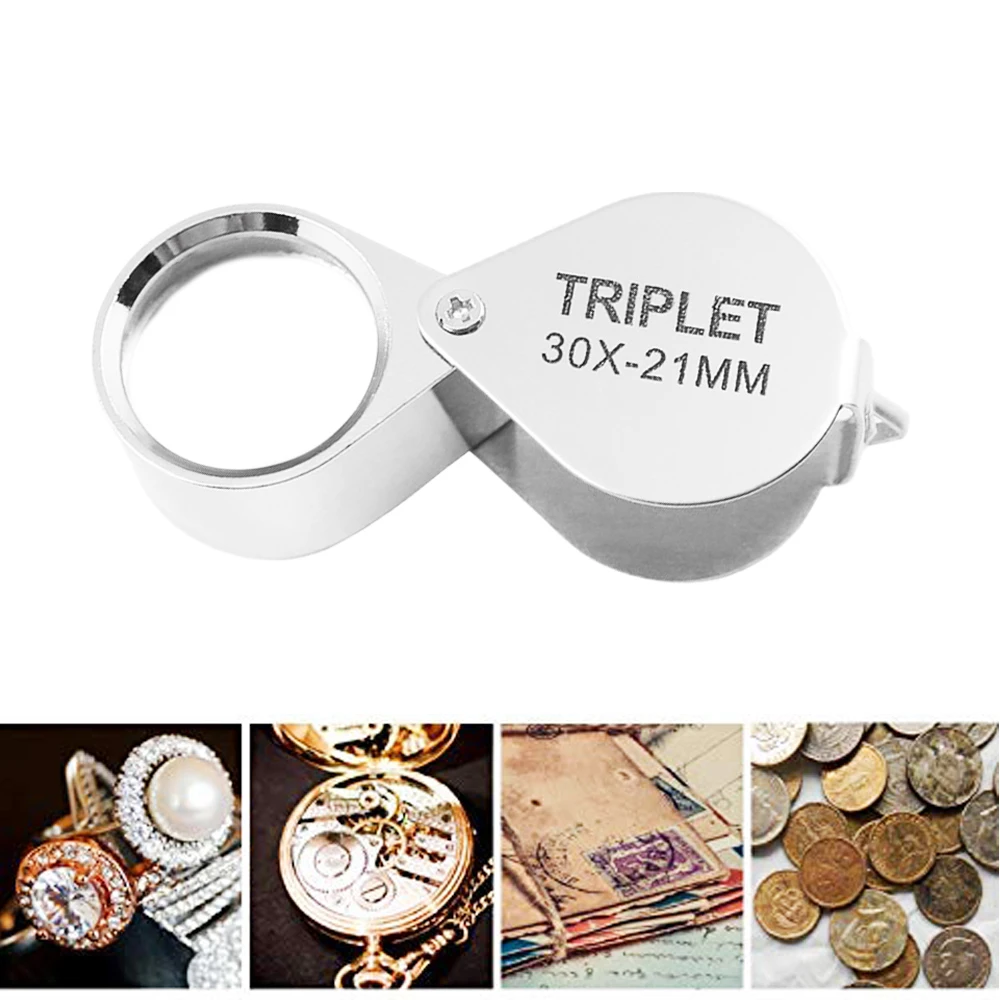 Collapsible 30X Power 21mm Magnifier Portable Jewelers Appreciation