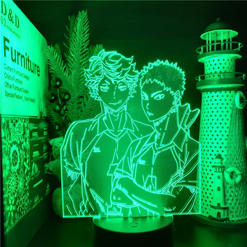 Night Lights Haikyuu Oikawa Tooru Hajime Iwaizumi 3D Led ANIME LAMP Color Changing lampara Nightlights For Home Decoration candle night