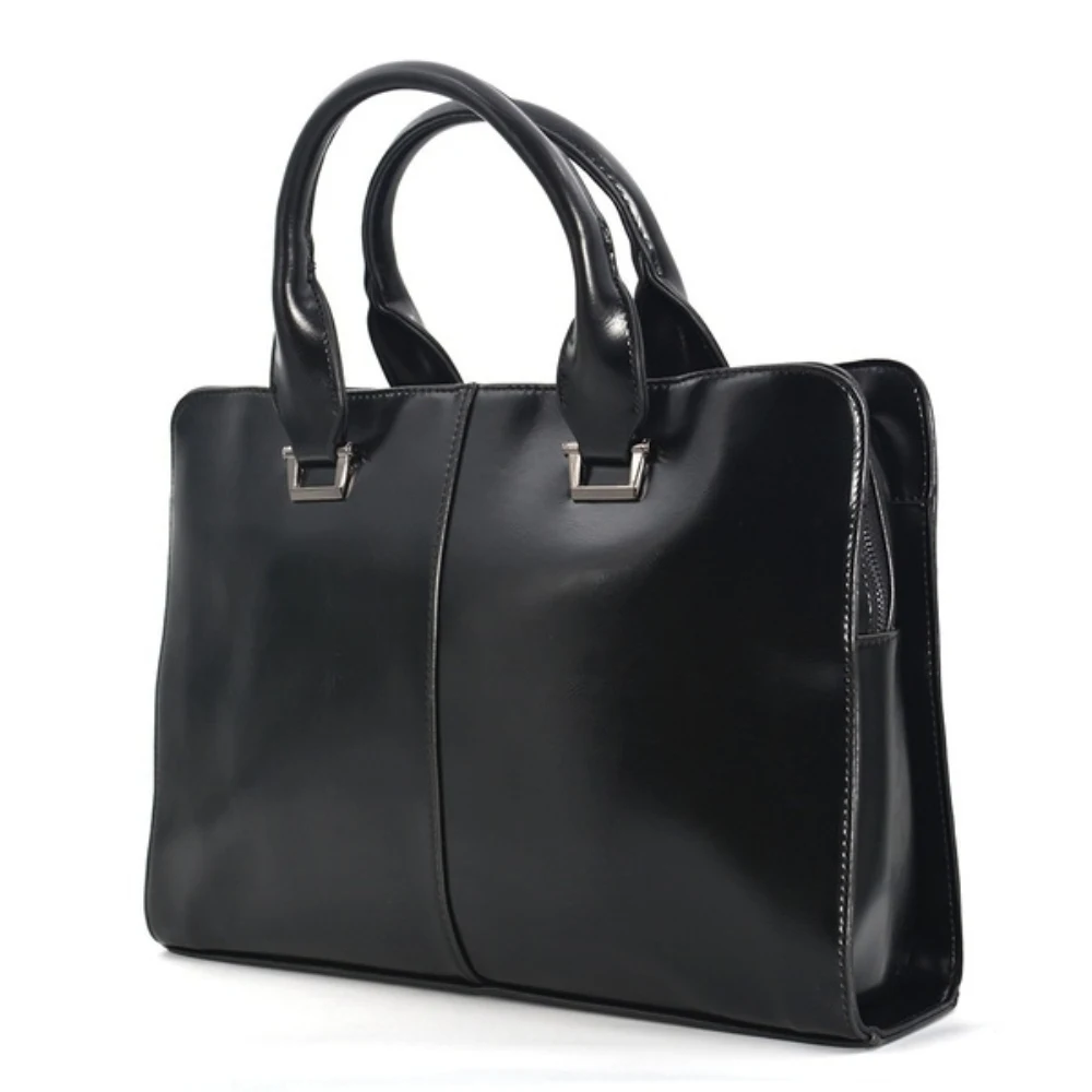 

Briefcase Men Leather Brown/Black Business Bag Zipper Closure Handbag Fashion Men's Shoulder Bag Message Bag Laptop Bag