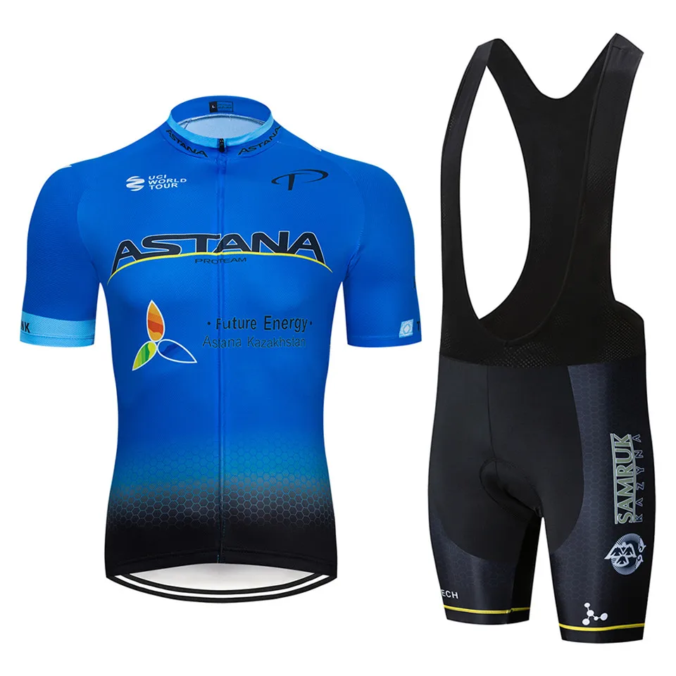 Новинка 2020 синяя велосипедная команда astana Pro Мужская с коротким рукавом Джерси